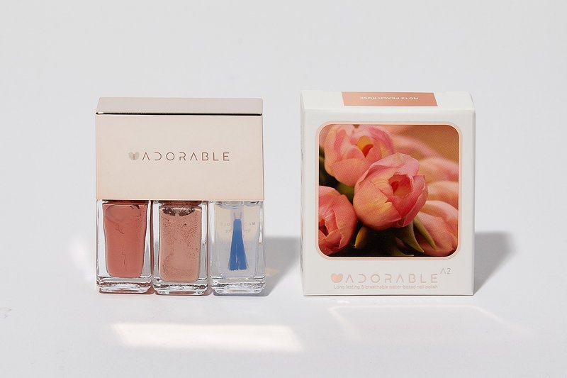 ADORABLE lasting breathable water-based nail polish - romantic encounter of peach and rose Peach Rose - ยาทาเล็บ - แก้ว สึชมพู