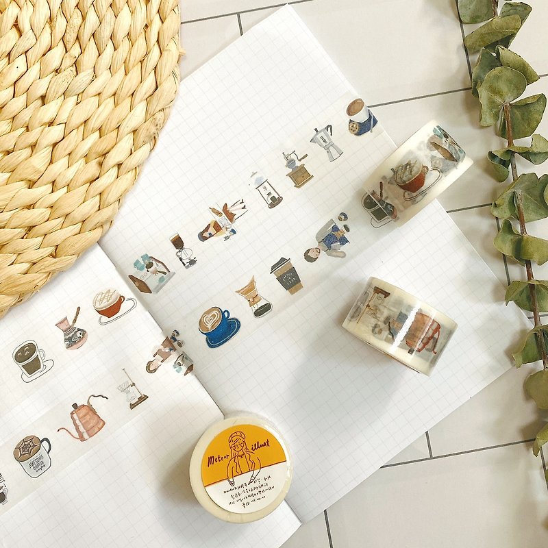 Coffee small items | Meteorillust illustration paper tape - Washi Tape - Paper White