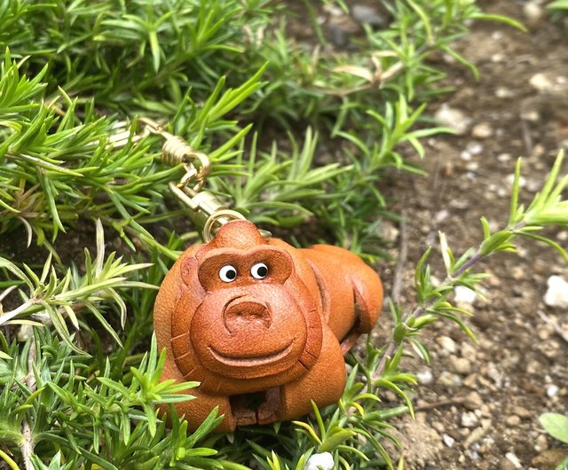 ゴリラ 本革キーホルダー 動物 日本製手作り 立体造形のVANCA