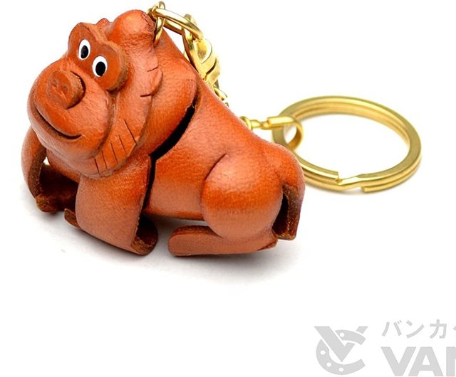 ゴリラ 本革キーホルダー 動物 日本製手作り 立体造形のVANCA