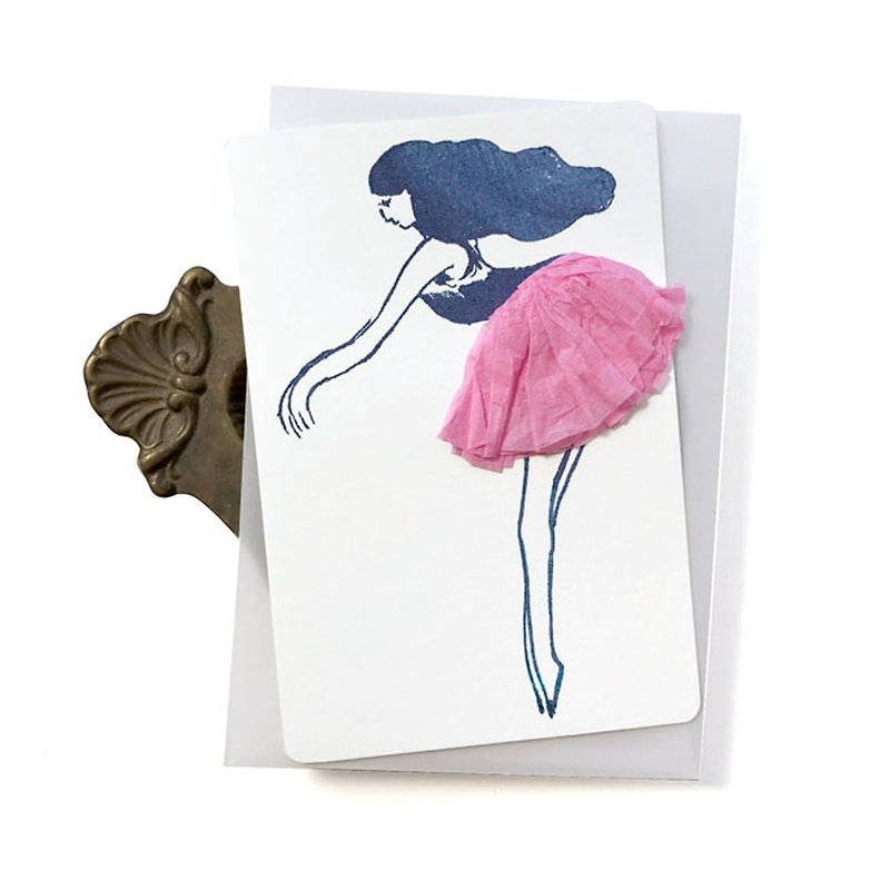 バレリーナのカード　ピンクスカート - 心意卡/卡片 - 紙 粉紅色