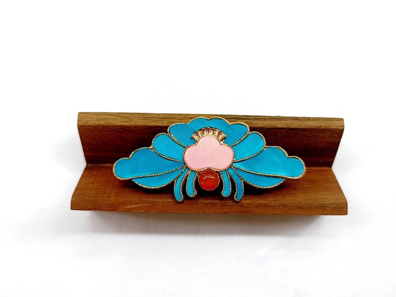 Lotus Imitation Kingfisher Feather Tian-Tsui Vintage Hair Clip Accessories - เครื่องประดับผม - วัสดุอื่นๆ สีน้ำเงิน