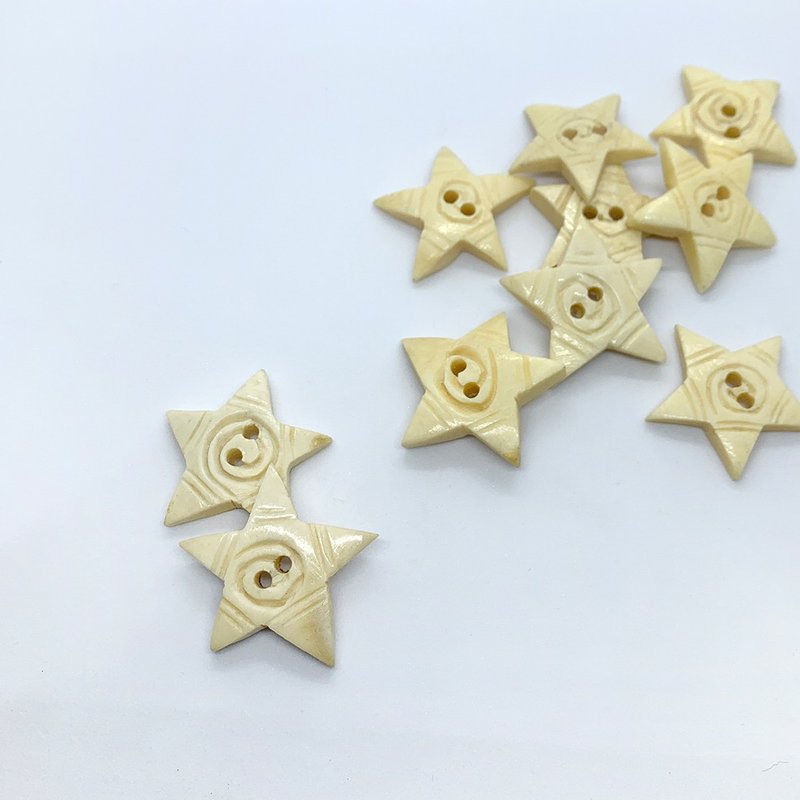 Hana Mokuba Natural Hand Carved Star Beef Bone Buttons (1 Pack) - Other - Other Materials 