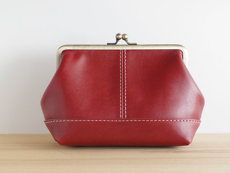 Square leather pouch (L) Brown - กระเป๋าเครื่องสำอาง - หนังแท้ สีนำ้ตาล