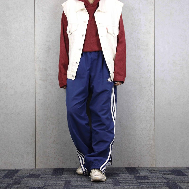 Tsubasa.Y vintage house vintage sweatpants 005 navy adidas white striped side zip vents, Sweatpants - Other - Polyester 