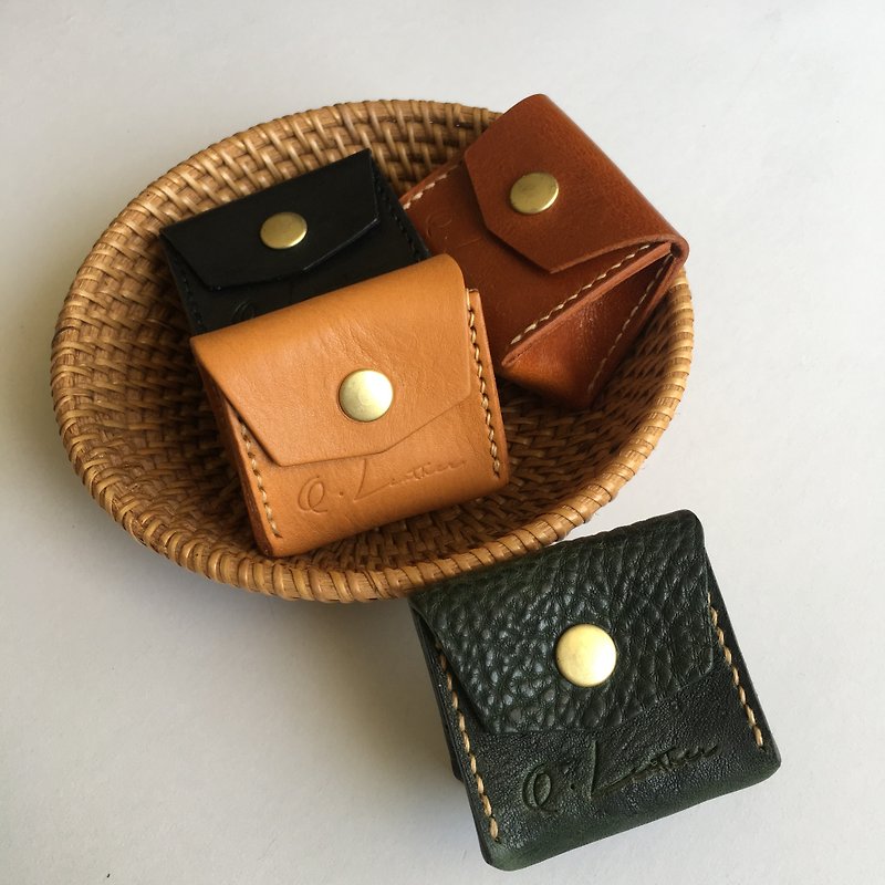 Triangle coin purse cute vegetable tanned leather hand-made hand-sewn leather handmade unique simplicity - Coin Purses - Genuine Leather 
