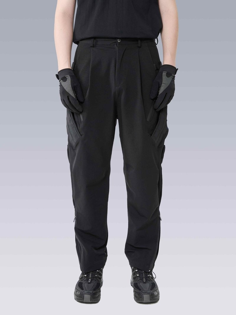 Tactical loose functional style cuffed pants men's slim overalls trendy brand casual sports trousers - กางเกงขายาว - วัสดุอื่นๆ สีดำ