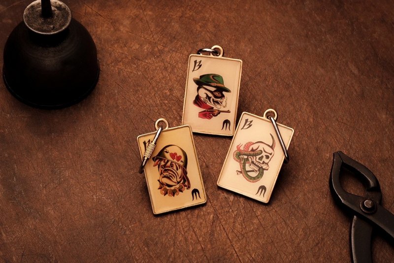 黃銅撲克牌吊飾 (Dice Tattooer合作款) - 鑰匙圈/鑰匙包 - 其他金屬 橘色
