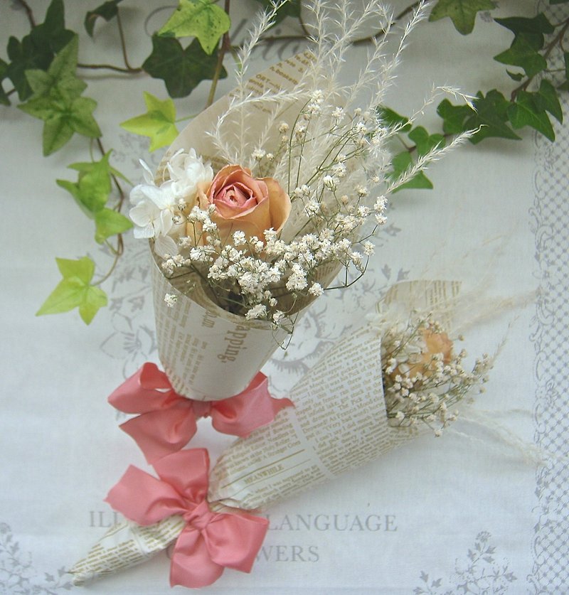 永遠の命の乾燥花の贈り物の単一のバラの花束ドリーム - 観葉植物 - 寄せ植え・花 ピンク