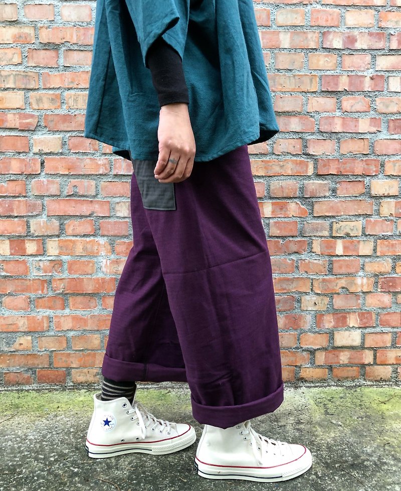 Thick double-layer cotton folding straight jeans - กางเกงขายาว - ผ้าฝ้าย/ผ้าลินิน สีนำ้ตาล