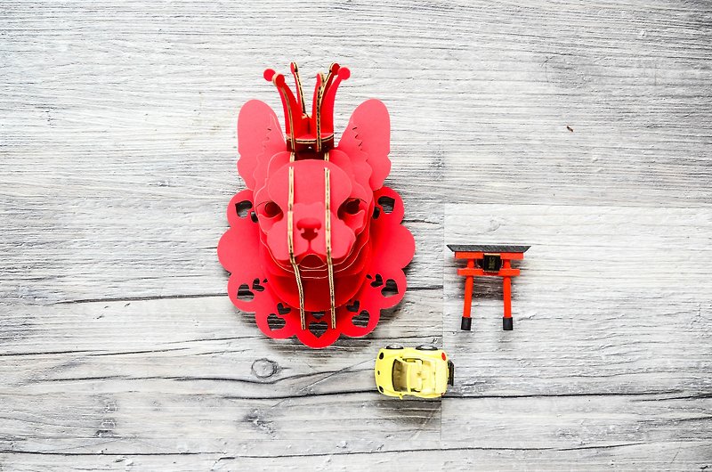 Prince Bata 法鬥犬 掛飾 3D 手作 DIY 居家擺飾 紅色 - 木工/竹藝/紙雕 - 紙 紅色