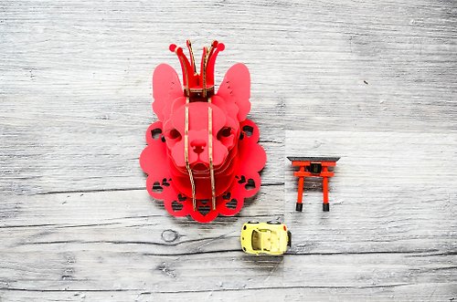 TENONART 坦諾藝術 Prince Bata 法鬥犬 掛飾 3D 手作 DIY 居家擺飾 紅色