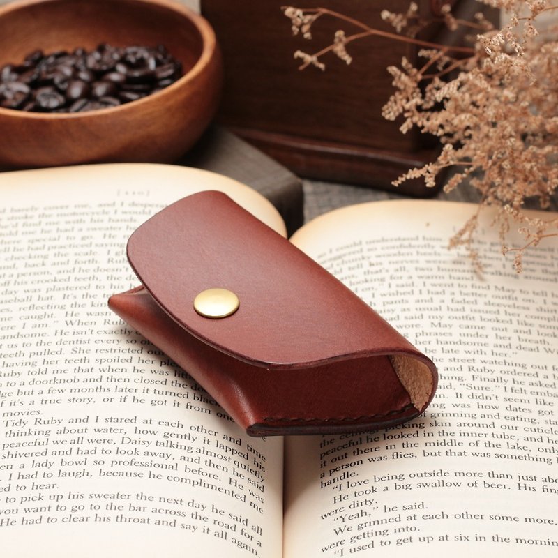 Crafted Ingot coin purse∣Coffee red hand-dyed vegetable tanned cow leather∣Multiple colors - Coin Purses - Genuine Leather Brown