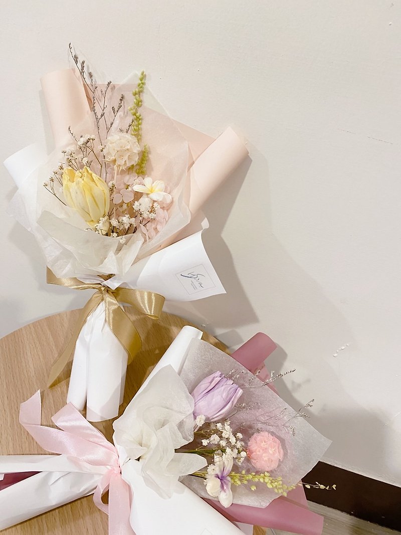 【I love you so much】 - Rose tulip immortal dry flower bouquet confession bouquet Valentine's Day - ช่อดอกไม้แห้ง - พืช/ดอกไม้ 