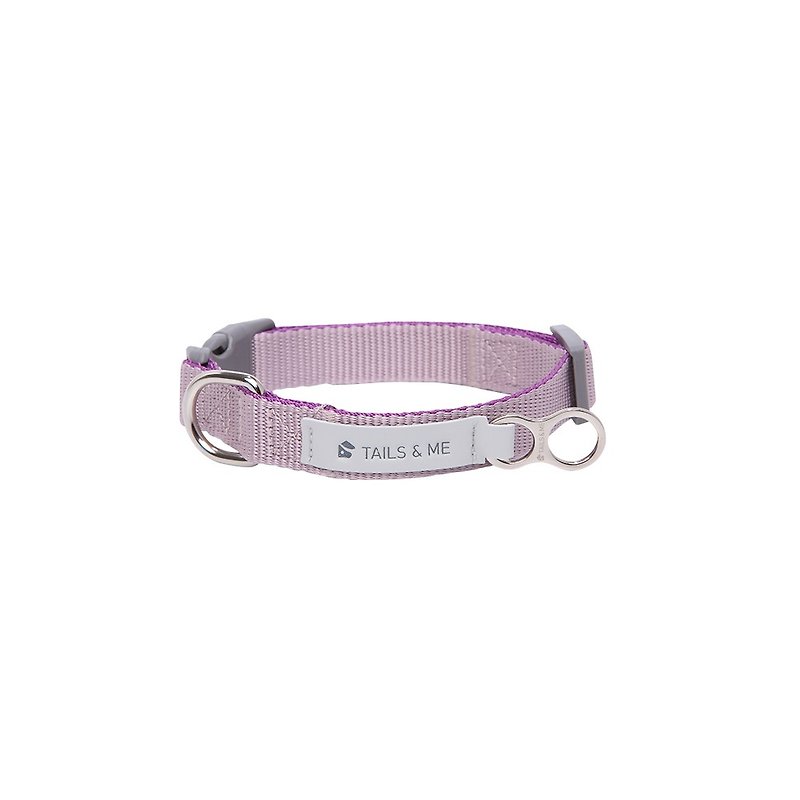 [Tail and me] Classic nylon belt collar dark purple / gray purple L - ปลอกคอ - ไนลอน 