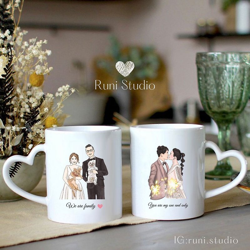 [Customization] Mug | Lover's pair of cups | Face-like painting | Wedding small things - แก้ว - ดินเผา 