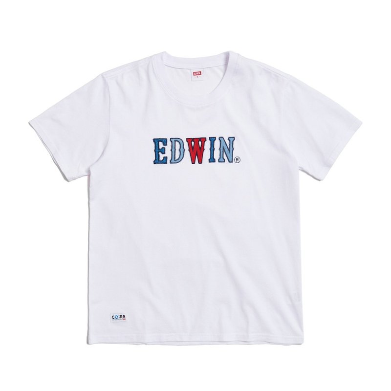 EDWIN 再生系列 CORE 英文字母印花短袖T恤-男款 (白色) #上衣 - 男 T 恤 - 棉．麻 白色