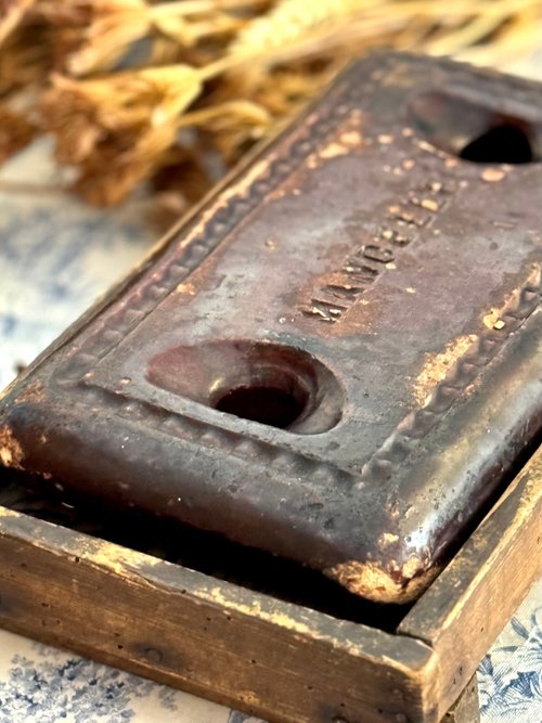 ウォーマー フランスアンティーク 40007-オリジナルの断熱木製パッド付きフランスアンティーク