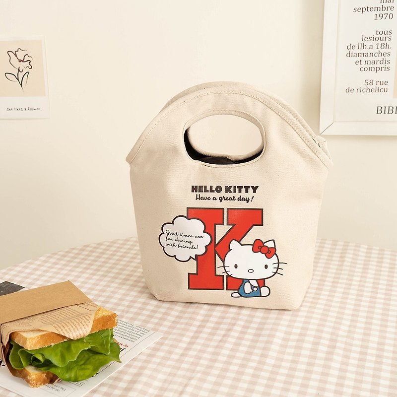 Hello Kitty American Retro Mini Tote REENE Letter K - Handbags & Totes - Cotton & Hemp White