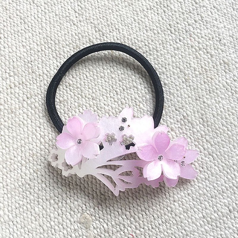 Cherry blossom, hair bundle, hair ring - cherry pink - Hair Accessories - Acrylic Pink