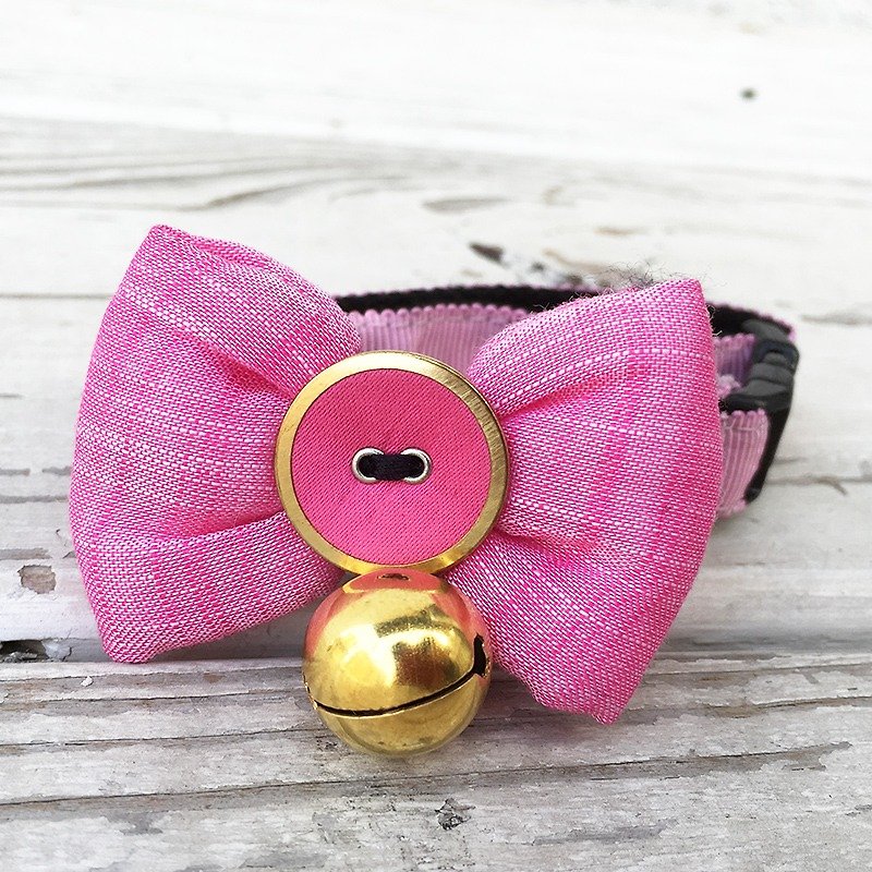 Dog collar collar elegant pink plaid - ปลอกคอ - กระดาษ สึชมพู