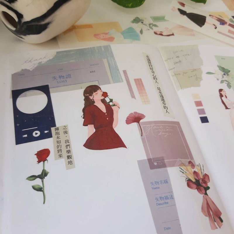 Flower girl / 5cm washi tape (with release paper) - มาสกิ้งเทป - กระดาษ 