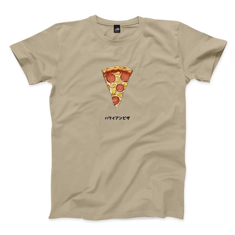 夏威夷披薩 - 卡其 - 中性版T恤 - 男 T 恤 - 棉．麻 卡其色