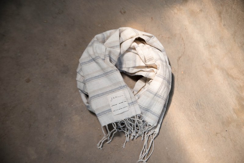 easy day scarf 02 | cotton linen natural color - 絲巾 - 棉．麻 卡其色