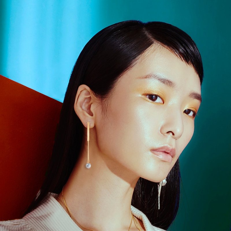 月光石吸磁耳夾 Moostone Reflection Earring 女生禮物 情人禮物 - 耳環/耳夾/耳骨夾 - 其他金屬 金色