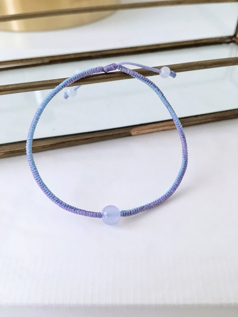 Blue-veined Stone lavender Wax+ blue and fine lines candy colored ring bracelet lucky lucky become attached cord - สร้อยข้อมือ - วัสดุอื่นๆ สีน้ำเงิน