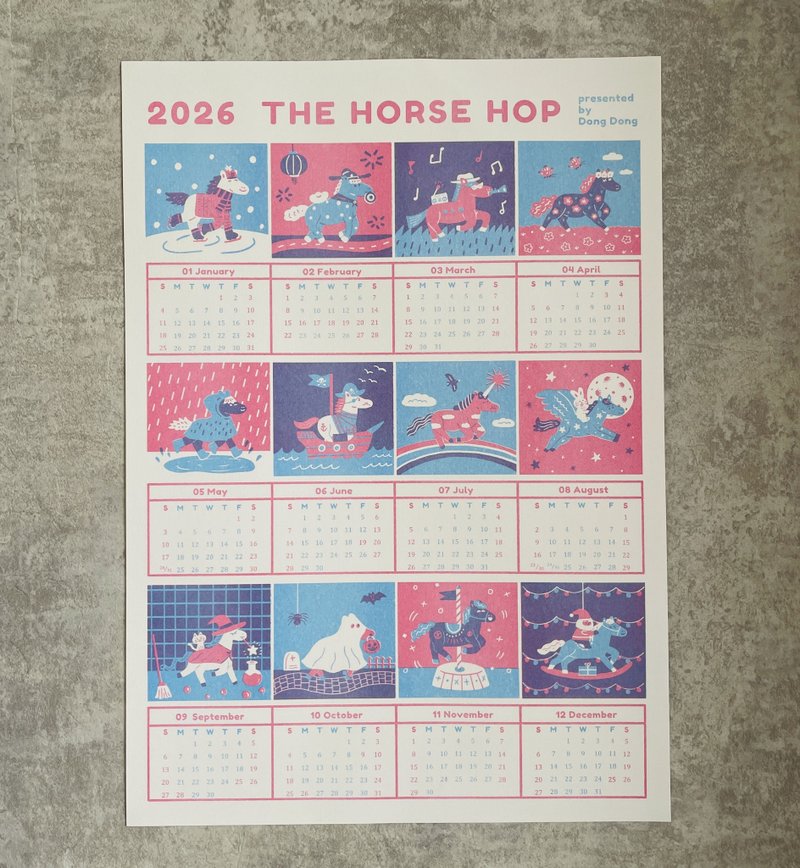 2026 THE HORSE HOP 年曆海報/A3孔版印刷海報 - 日曆/月曆/年曆 - 紙 多色