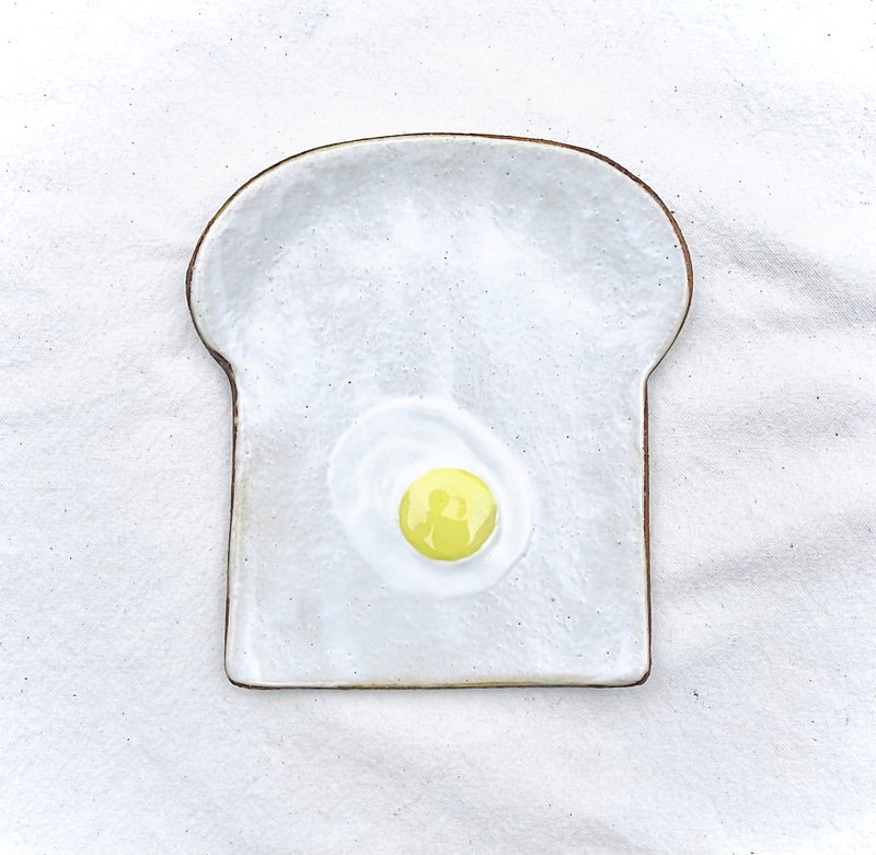 thick bread plate, medium-sized ceramic plate, sunny-side-up version - Plates & Trays - Other Materials White