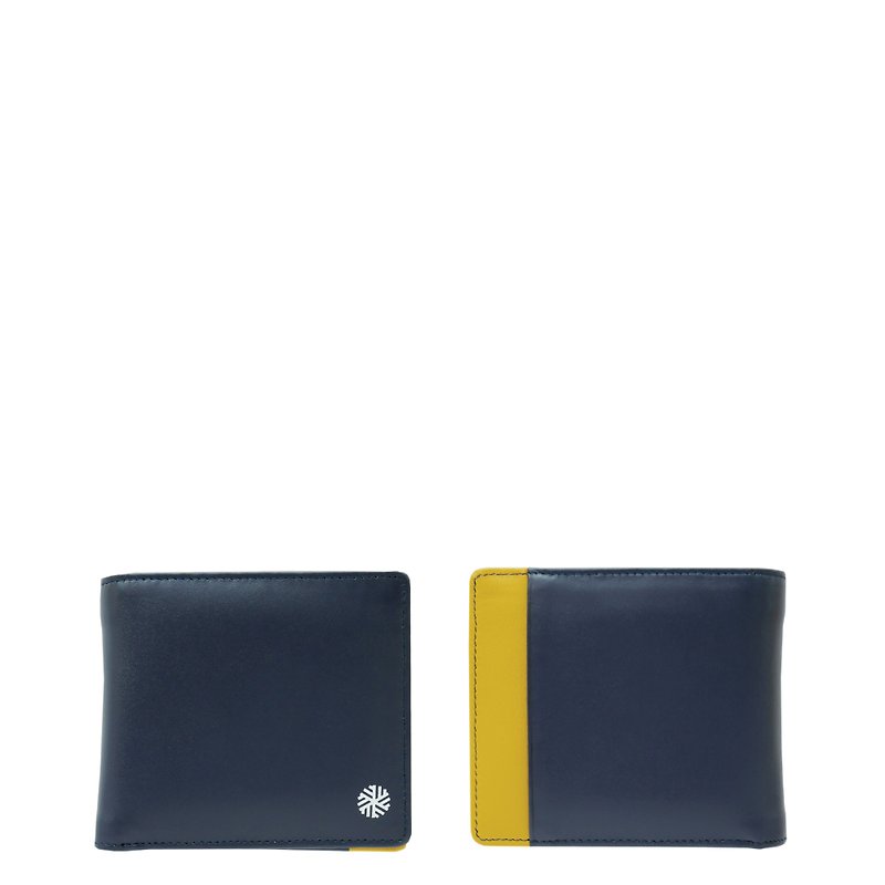 กระเป๋าสตางค์หนังแท้ Iversen สีกรม/เหลือง - กระเป๋าสตางค์ - หนังแท้ สีน้ำเงิน