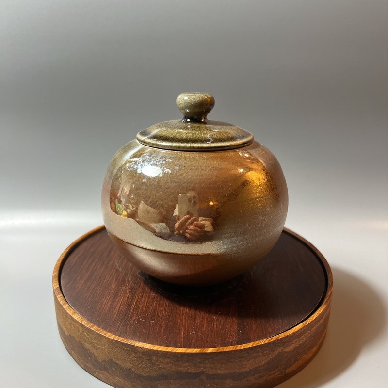 福品釋出 / 柴燒三兩金彩茶倉 / 茶罐 / 藏茶器 / 小平凡手作 - 其他 - 陶 卡其色