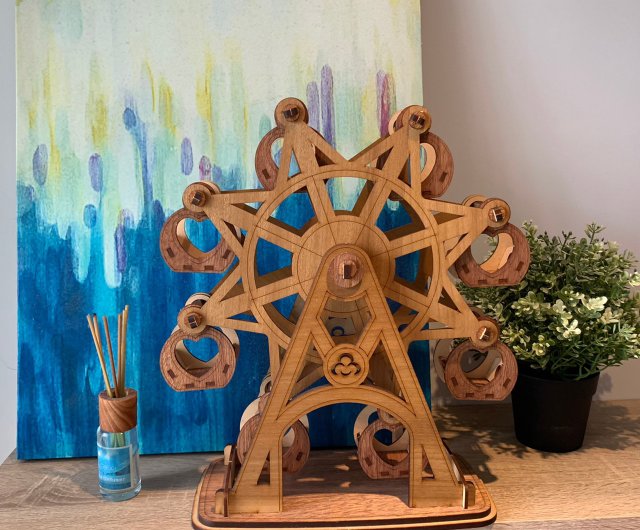 手作りDIY】超巨大木製観覧車オーナメントモデル、木の質感、かわいい