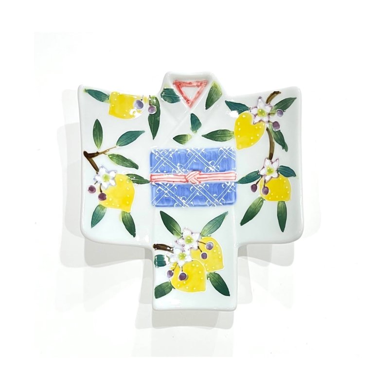 ~閨蜜的禮物~ 和服造型碟-檸檬(吳服店) - 盤子/餐盤/盤架 - 玻璃 多色