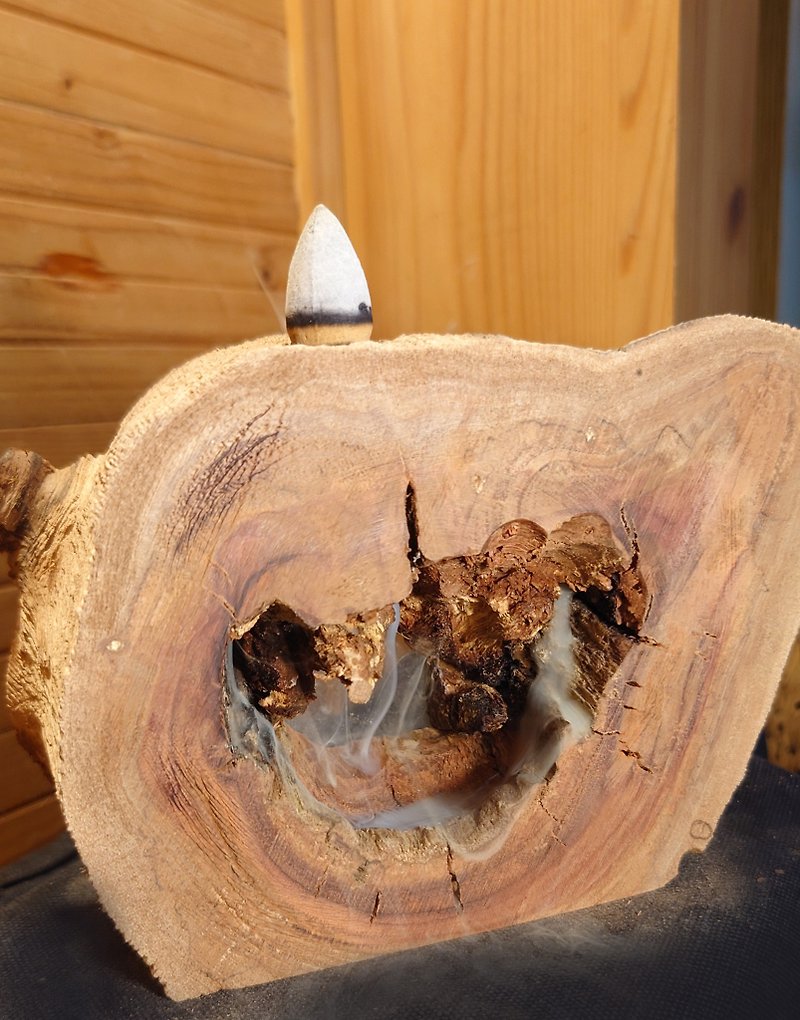 Qimu backflow incense holder-14 - Fragrances - Wood Brown