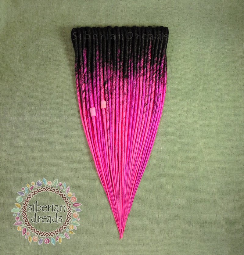 Bright Pink Twist Dreadlocks / Black Pink two tone ombre twisted smooth dreads - 髮夾/髮圈 - 其他材質 粉紅色