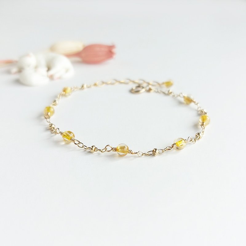 Titanium crystal x 14KGF bracelet - Bracelets - Semi-Precious Stones Gold