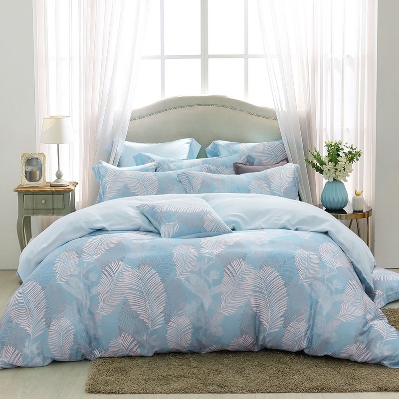 Hongyu 400 Woven Tencel Thin Quilt Cover Bed Pack Muchen Blue (Double/Large/Extra Large) - เครื่องนอน - วัสดุอื่นๆ สีน้ำเงิน