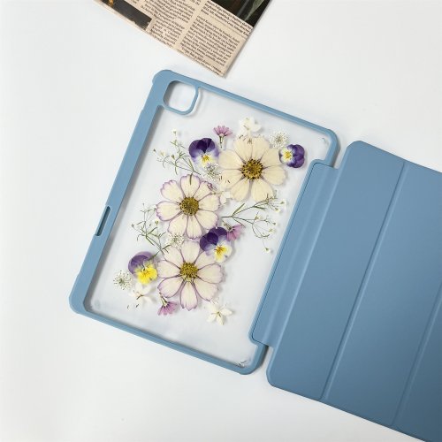 FeimeiPresents 白紫花語手工押花iPad外殼 iPad Air 11寸 13寸 iPad Pro 11寸13