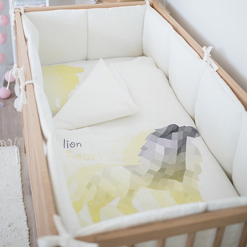 Linen (flax) baby crib bumpers - Bedding - Linen White