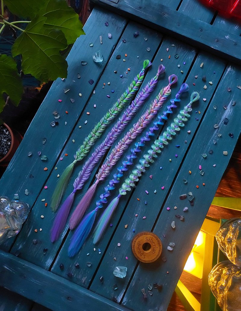 Mermaid braids hair, Textured braids set for festival hair, Hippie hair style - 髮圈/髮夾 - 其他材質 多色