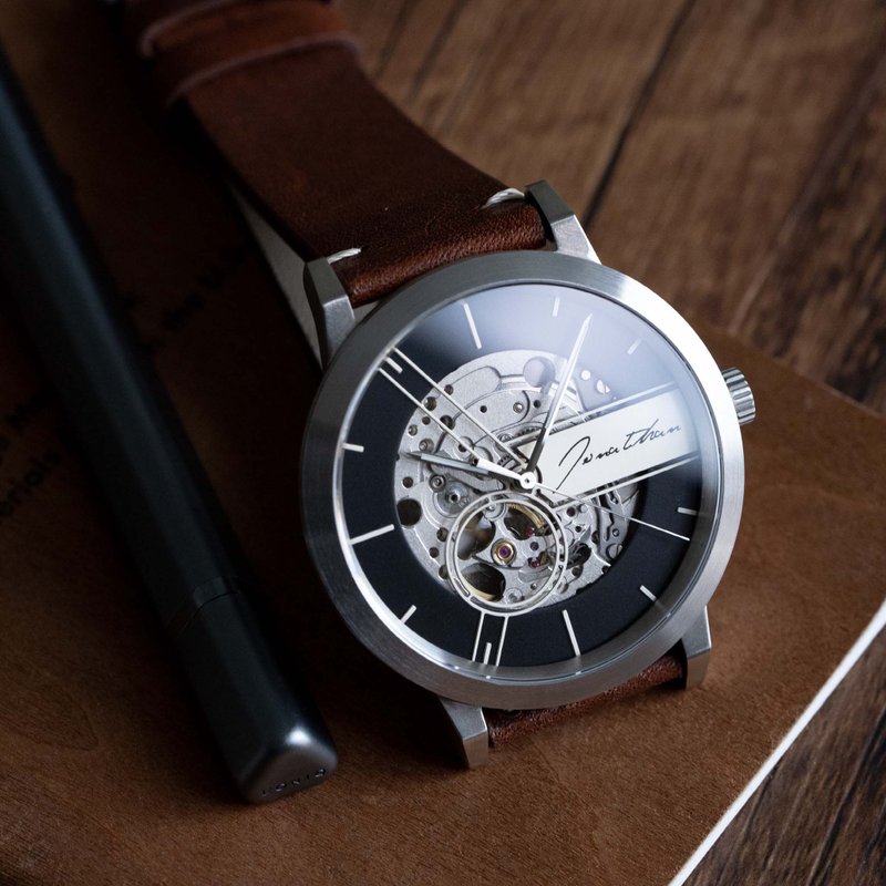 EONIQ 個性化機械錶- 情侶及閨蜜禮物. 人手裝篏. 免費刻字 42mm - 對錶/情侶錶 - 其他金屬 銀色