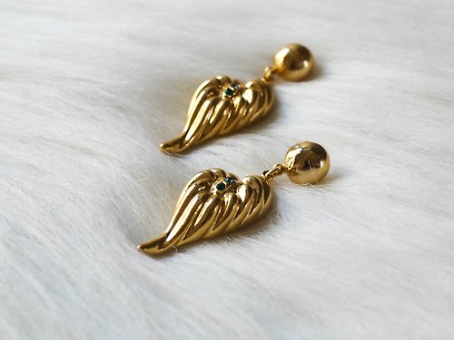 河水山 立體孔雀概念羽派對約會 古董輕飾品耳針式飾品 耳環 earrings