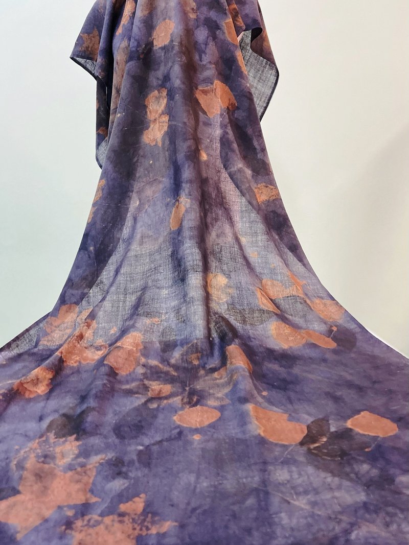 Floral pad printing and dyeing wool scarf - Ye Yenan - Knit Scarves & Wraps - Wool Blue