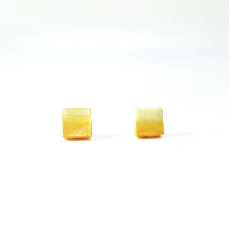 Solar term series - Xiaoshu cement earrings - ต่างหู - ปูน สีเหลือง