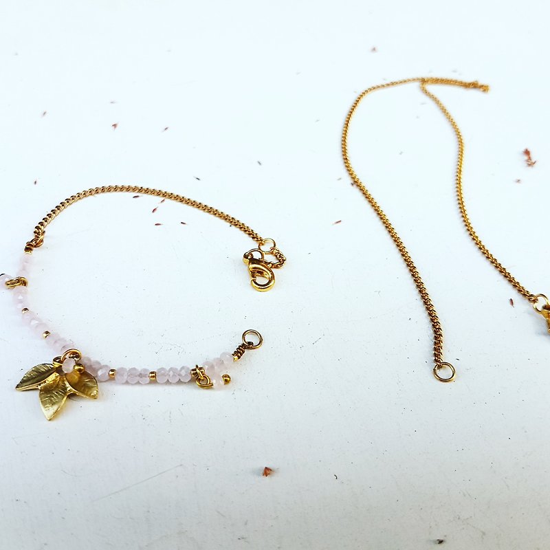 Copper hand made _ petal pink crystal bracelet _ necklace dual-use design (3 colors) - Bracelets - Crystal Pink