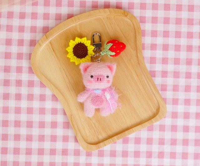 L10 手編み  ハンドメイド ブタ キーホルダーのアクセサリー かぎ針編みのブタのキーホルダーのパターン \u2013 アミグルミ PDF (即時