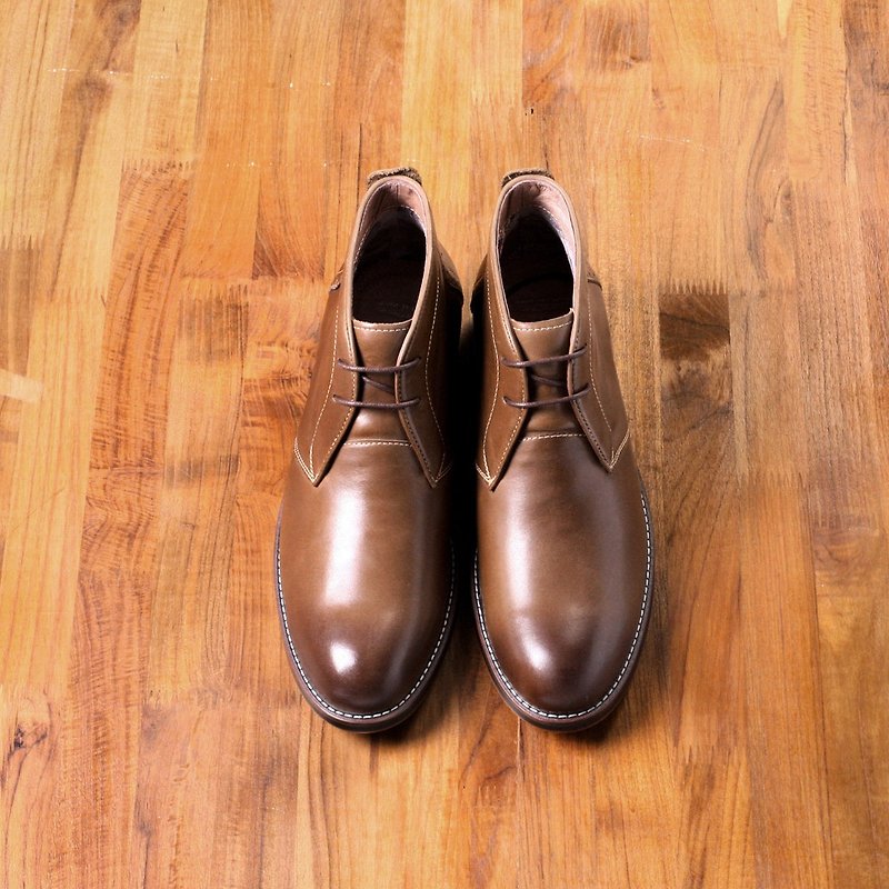 Vanger elegant beauty ‧ European Department of simple frosted desert boots Va206 khaki green - รองเท้าบูธผู้ชาย - หนังแท้ สีกากี